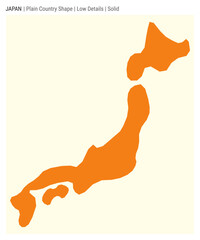 Japan plain country map. Low Details. Solid style. Shape of Japan. Vector illustration.
