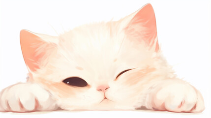Gato fofo no fundo branco - Ilustração