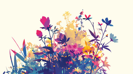 Flores coloridas no fundo branco - Ilustração