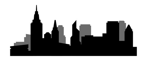 Obraz premium Black Silhouette Cityscape Vector Vol 1, Urban view Elements for background, Editable EPS, PNG