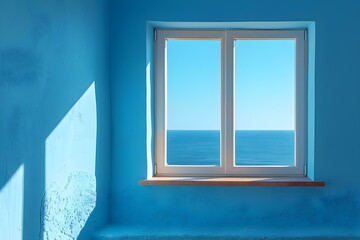 Self-Cleaning UV Window: Ocean View with Minimalist Elegance. Concept Smart Homes, Energy-Efficient Solutions, Home Design, Ocean Views, Window Innovation