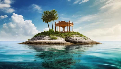 Foto op Aluminium Wallpaper  furniture stands on a small uninhabited island in the sea © Bilal