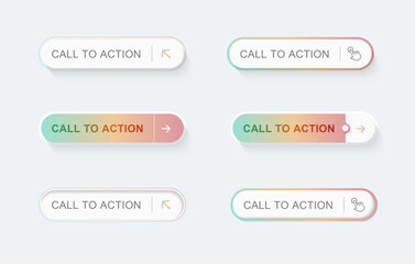call to action buttons. Click here button with clicking icon.