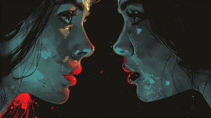 Man Not Letting a Woman to Voice her Opinions Vector Illustration. Suppressed voice of a girl unable to express herself freely 