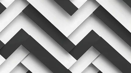 Fotobehang Chevron pattern, black and white, seamless, 2D flat texture for 3D, dynamic angle view. © Stone Story