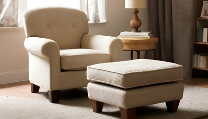 A-Cozy-Upholstered-Armchair-With-A-Matching-Ottoma- 2