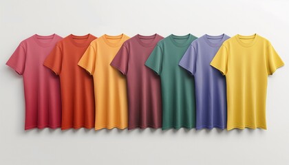 T-shirt mockup, 7 color T-shirt collection mockup