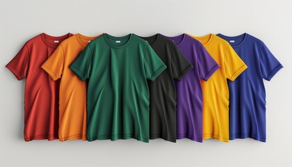T-shirt mockup, 7 color T-shirt collection mockup