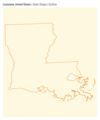 Louisiana, United States. Simple vector map. State shape. Outline style. Border of Louisiana. Vector illustration.