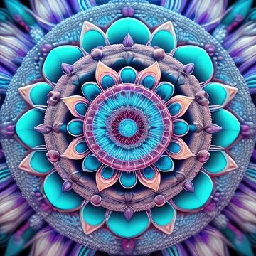 Abstract Spiritual Symbol Pattern with Floral Mandala Design