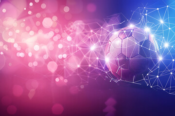 Football with futuristic technology. Colors neon background.