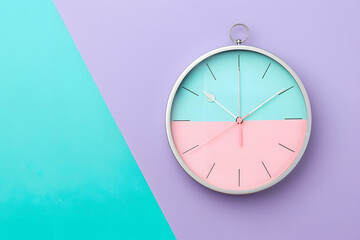 Wall clock on colorful background.