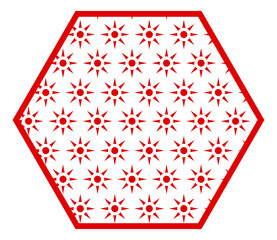 Red floral pattern in chinese traditional hexagonal window