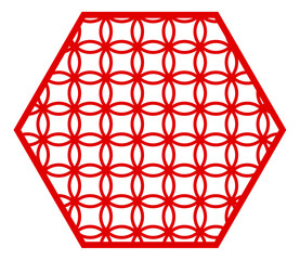 Chinese window symbol. Hexagonal shape line pattern