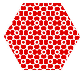 Flower pattern in asian style. Hexagonal decorative tile