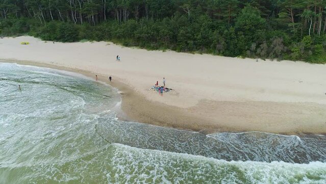 Beach Baltic Sea Lukecin Plaza Morze Baltyckiea Aerial View Poland