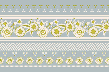Ikat floral paisley embroidery background.Ikat ethnic oriental pattern traditional.Aztec-style...