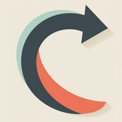 A stylized arrow pointing upwards is the main focus of the image. The orange background adds a sense of warmth and energy to the design. The arrow's upward direction suggests growth, progress