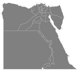 Outline of the map of Egypt with regions