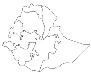Outline of the map of Ethiopia with regions