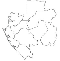 Obraz premium Outline of the map of Gabon with regions