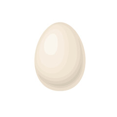 White chicken egg isolated. Vector cartoon flat illustration. Food icon.
