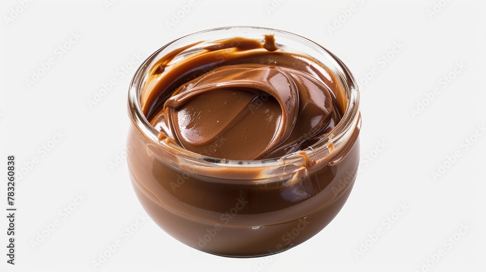Poster a jar of chocolate with a spoon inside. perfect for food and dessert concepts