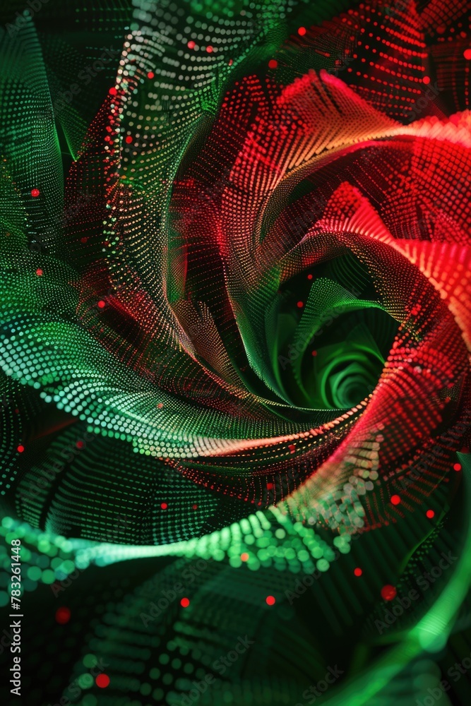 Aufkleber Close up view of a spiral design with red and green lights. Ideal for festive and abstract concepts