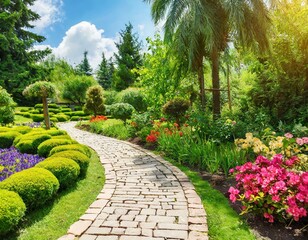 Obraz premium Schön angelegter Weg im Garten