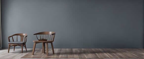 Living room with wooden table and armchair.