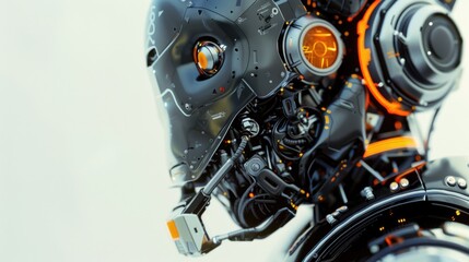 Close up of a motorcycle with a helmet, suitable for various transportation concepts