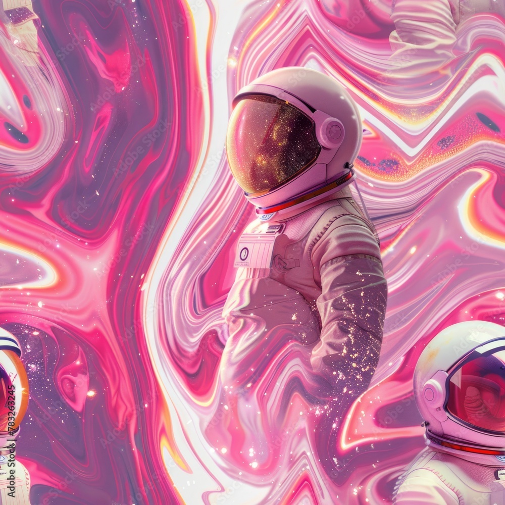 Aufkleber two astronauts standing side by side, suitable for science and technology concepts