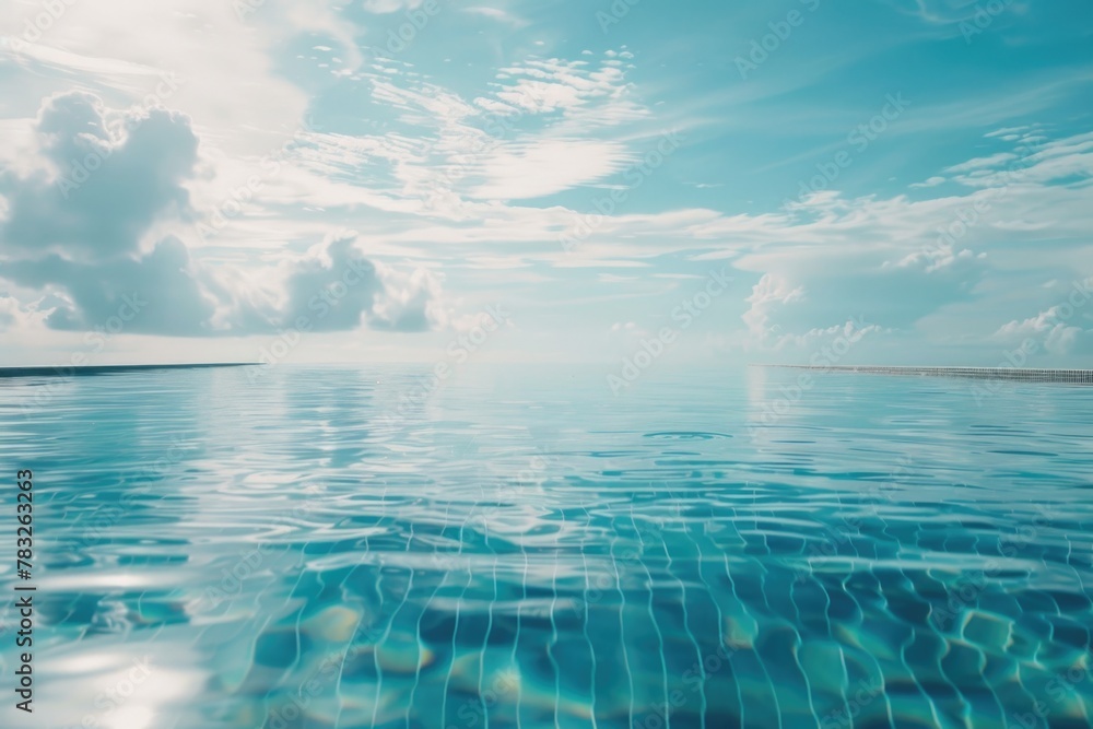 Aufkleber a tranquil scene of a large body of water with a clear blue sky in the background. suitable for vari