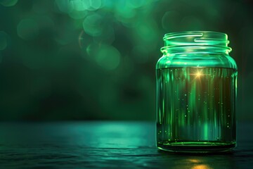 Clear glass jar filled with liquid on wooden table. Perfect for food or beverage concepts