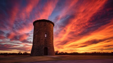Forts tower standing out in vivid evening sky