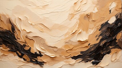 Abstract background, impressionist style, beige, black and brown colors - obrazy, fototapety, plakaty