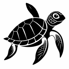 Sea turtle illustration . Sea turtle Silhouette vector illustration 