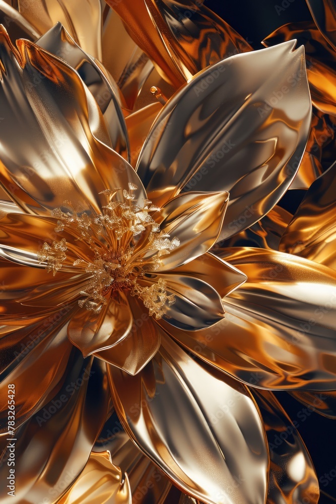 Poster close up of a beautiful golden flower, perfect for adding a touch of elegance to any design project
