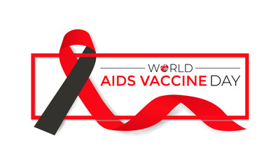 World aids vaccine day celebration. Red AIDS Ribbon and HIV vaccine awareness illustration . flat design. flyer design.flat vector illustration.