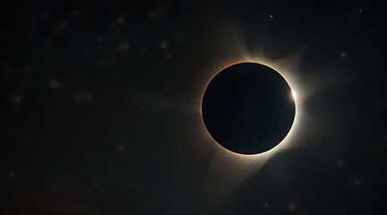 Total eclipse with lots of stars and space dust in background, earth
