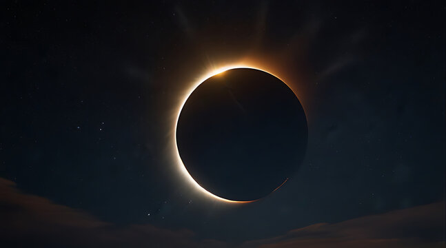 Total eclipse with lots of stars and space dust in background, fole