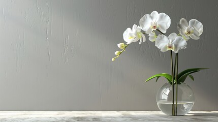 orchid in a vase on background with copy space