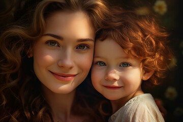 Lovable little child with his her mom dad happy family mother father day celebration Generative AI