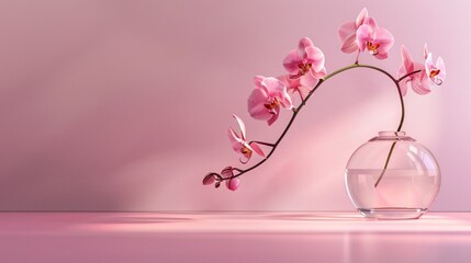 orchid in a vase on pink background