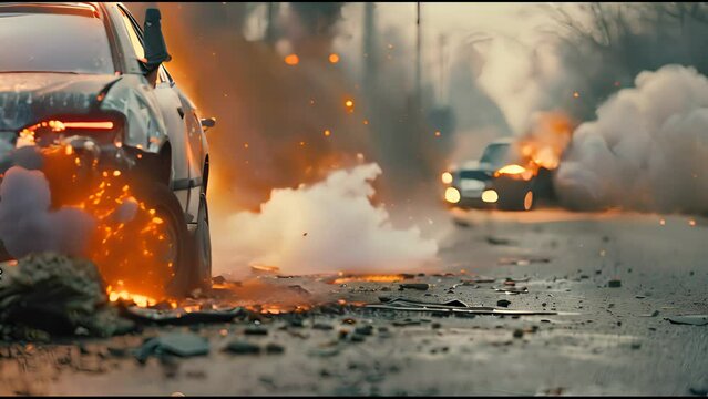Car crash road accident. 