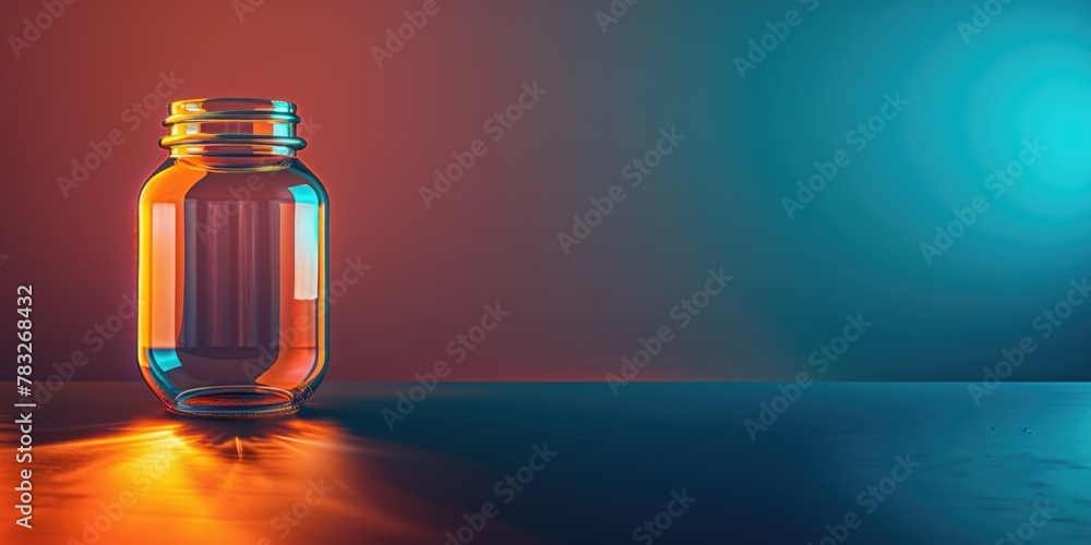 Poster A glass jar sitting on top of a table. Suitable for various concepts