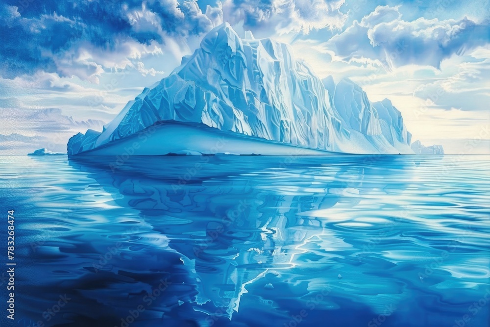 Poster a large iceberg drifting in the ocean, suitable for various projects