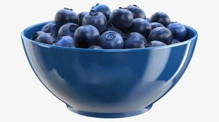 Fresh blueberries in a blue bowl on a white background. Perfect for healthy eating concept