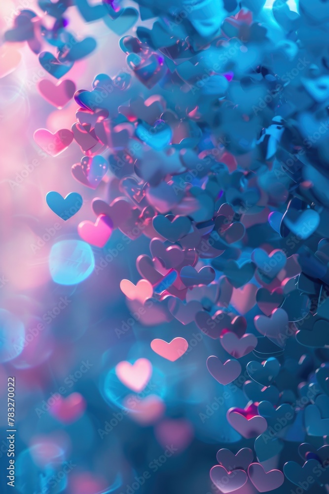Poster A collection of hearts hanging from a string, perfect for adding a touch of love to any project