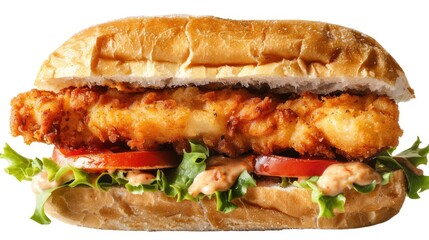 Fresh and delicious chicken sandwich with lettuce and tomatoes. Perfect for food menus